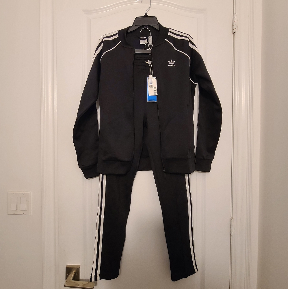 Adidas Womens 3-Stripe Black Tracksuit Size Small